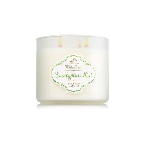 Bath & Body Works White Barn Eucalyptus Mint Scented 3 Wick Candle 14.5 oz./411 g