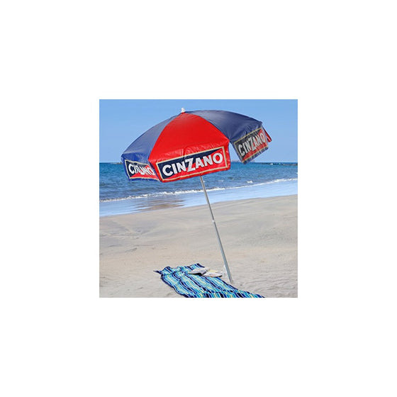 Heininger 1379 Cinzano Red and Blue 6' Beach Pole Vinyl Umbrella
