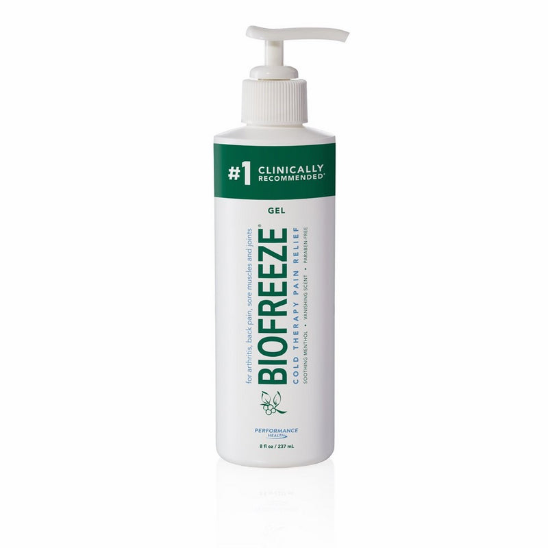 Biofreeze Pain Reliever Gel for Muscle, Joint, Arthritis, Back Pain, Cooling Topical Analgesic, NSAID Free Pain Relief Works Like Ice Pack, 8 oz Bottle with Pump, Original Green Formula, 4% Menthol