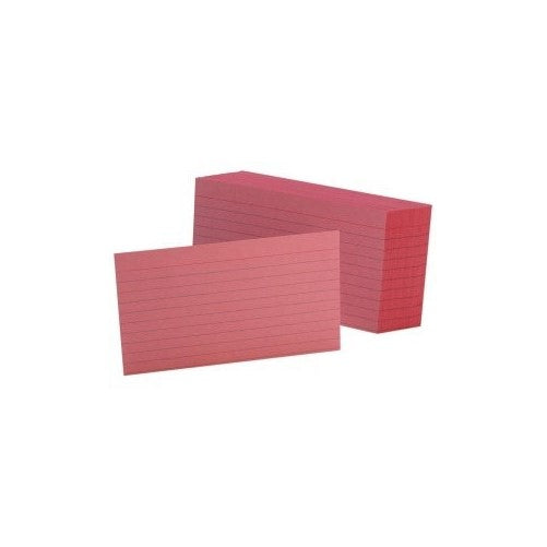 Oxford 3" x 5" Ruled Index Cards, Cherry, Pack of 100