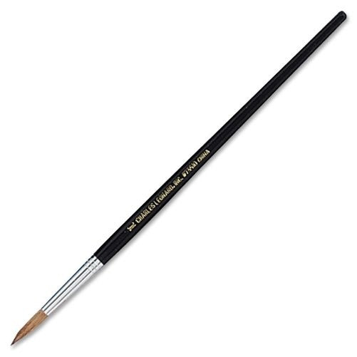 Charles Leonard Water Color Paint Brushes with Round Pointed Tip, # 10, 0.93 Inch, Camel Hair, Black Handle, 12-Pack (73510)