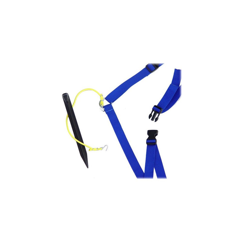 Park & Sun Sports Adjustable Outdoor Volleyball Boundary Webbing with Ground Stakes: 1" Wide Court Line Marker, Blue
