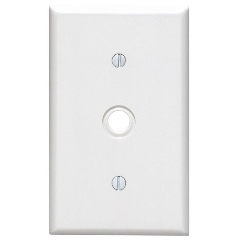 Leviton 88018 1-Gang .406-Inch Hole Device Telephone/Cable Wallplate, Standard Size, Thermoset, Strap Mount, White