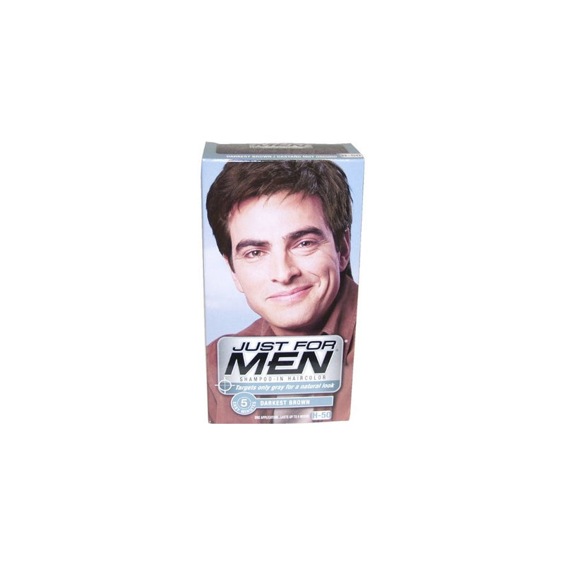 Just for Men Shampoo-In Hair Color, Darkest Brown 50, Packaging May Vary, 1 application, (Packof 3)