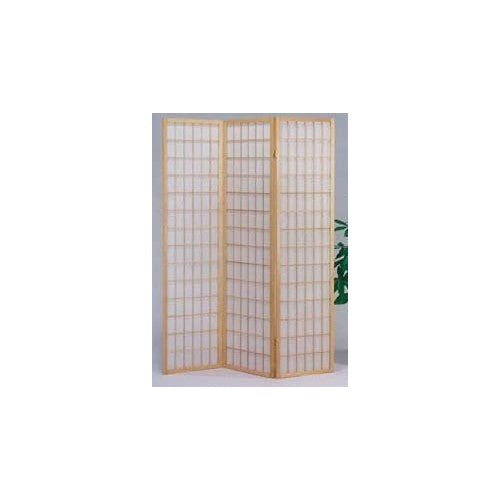The Furniture Source 3 Panel Natural Color Wood Shoji Screen/Room Divider, Natural