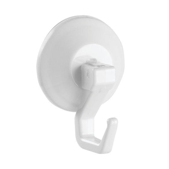InterDesign Power Lock Bathroom Shower Plastic Suction Cup Hooks for Loofah - Set of 2, White