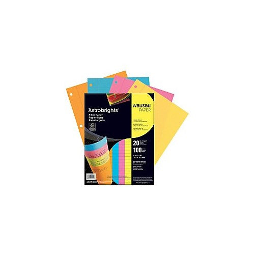 Wausau Astrobrights Wide Ruled Filler Paper Assortment, 100 Count, 8 X 10.5 Inches (25910)