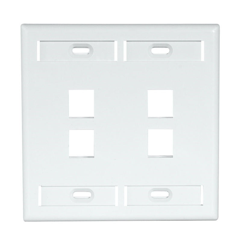 Leviton 42080-4WP 4-Port Dual Gang QuickPort Wallplate with ID Windows, White