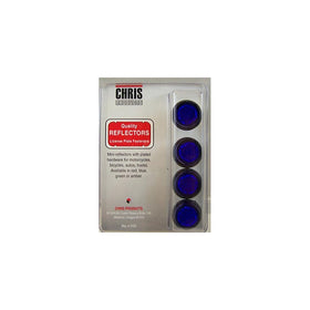 Chris Products CH4B Blue Motorcycle Mini License Plate Reflector, 4 Pack