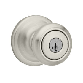 Kwikset Cameron Entry Knob featuring SmartKey in Satin Nickel