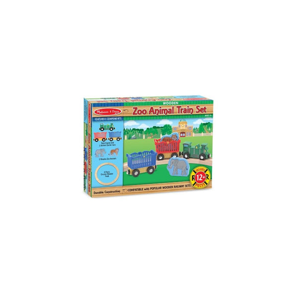 Melissa & Doug Zoo Animal Wooden Train Set (12 pcs)