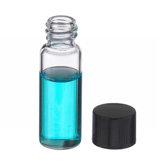 Wheaton 224741 Borosilicate Glass 2mL E-C Sample Vial, with 8-425 Solid Black Phenolic PTFE-Faced 14B Rubber Lined Cap Packaged Separately, Clear (Case of 200 Vials and Caps)
