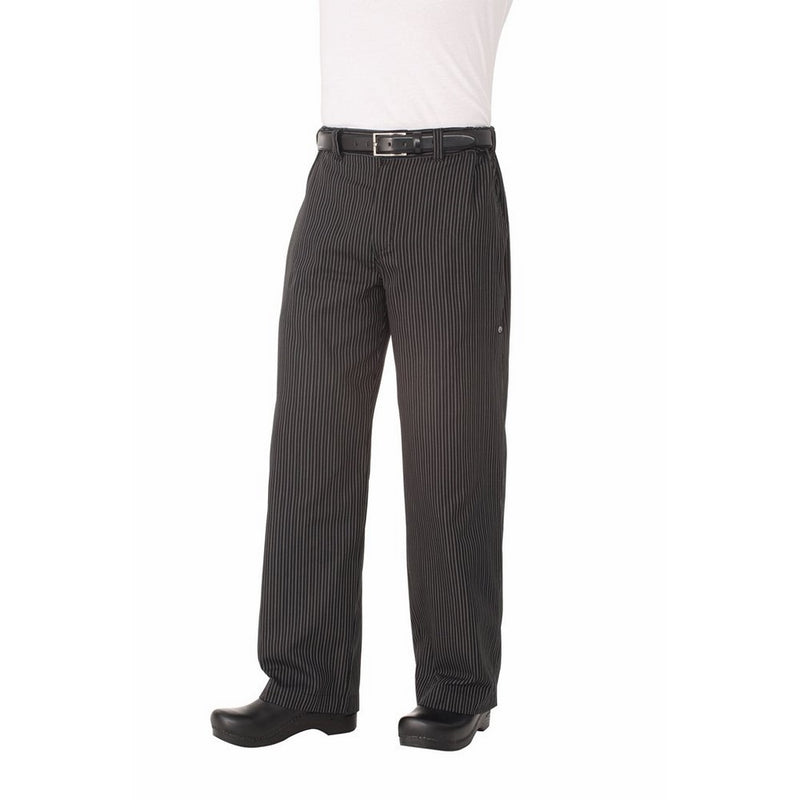 Chef Works Men's Professional Chef Pant, Gray Stripe, Medium