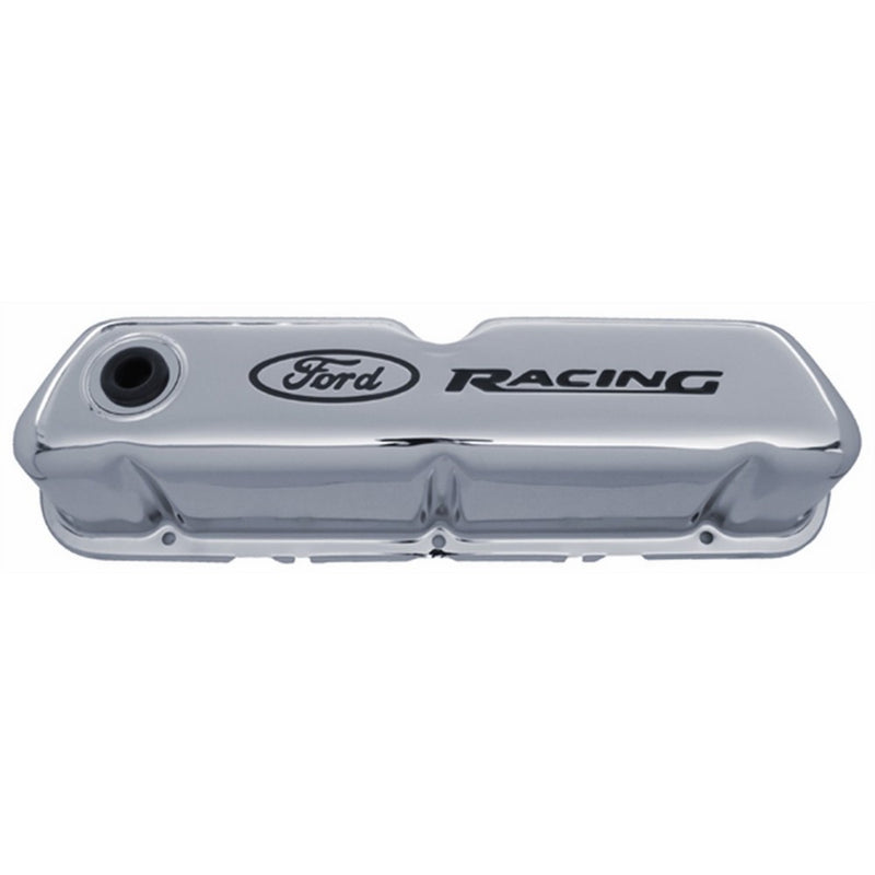 Proform 302071 Stamped Steel Valve Cover with Chrome Emblem for Ford