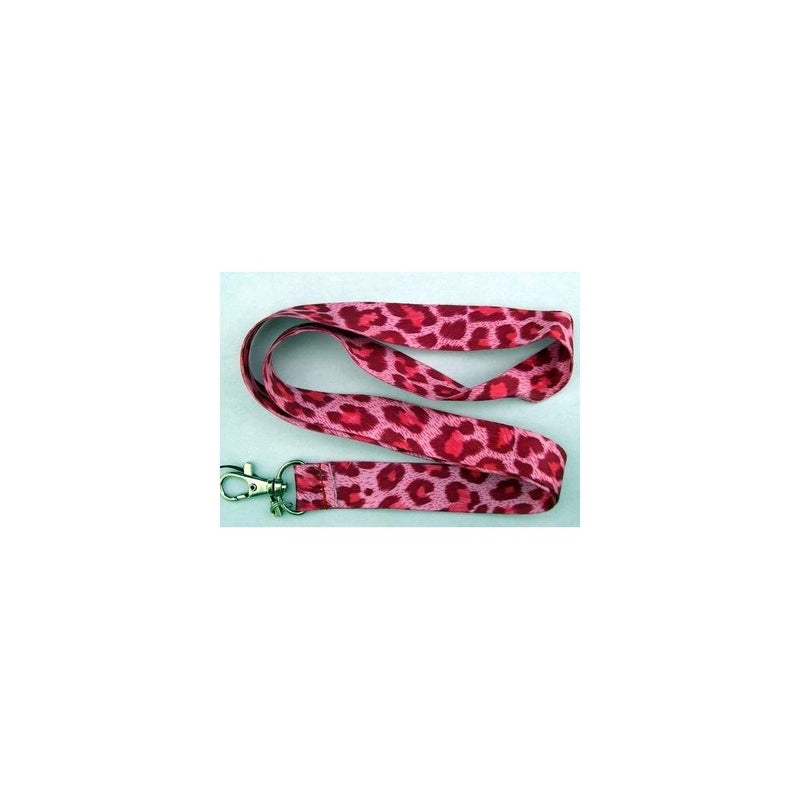 Pink Leopard Lanyard Keychain Holder