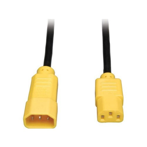 Tripp Lite Heavy-Duty Power Extension Cord 15A, 14AWG (IEC-320-C14 to IEC-320-C13 with Yellow Plugs) 6-ft.(P005-006-YW)