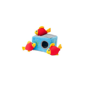 ZippyPaws Sea Buddies Burrow, Interactive Squeaky Hide and Seek Plush Dog Toy - Aquarium