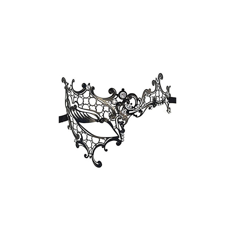 Paloqueth Phantom of the Opera Venetian Laser Cut Masquerade Mask (Style 2) (Black)