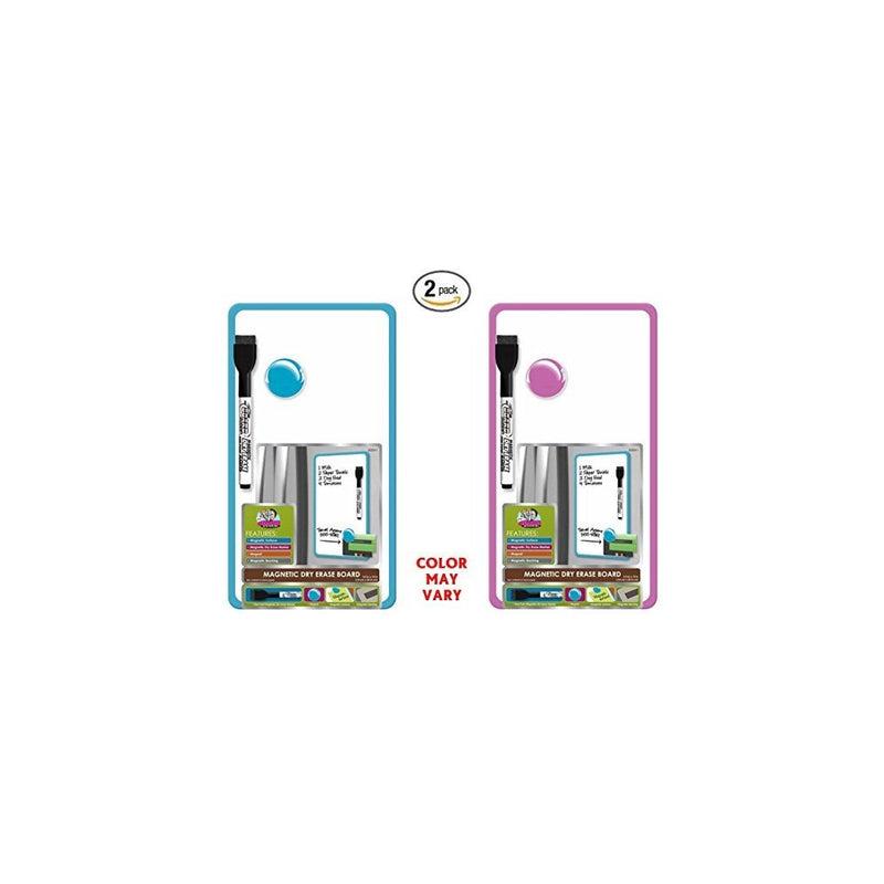 Set of 2 Board Dudes 5.5 x 10 Inches Magnetic Dry Erase Board, Includes 1 Marker and Magnet, Frame Color May Vary (60041)