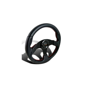 Spec-D Tuning SW-106RS 320MM Black Leather Red Stitch Sport Racing Steering Wheel