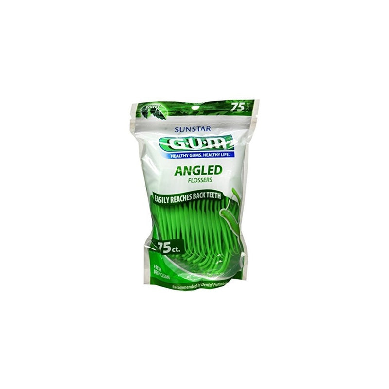 GUM Angled Flossers Fresh Mint 75 Each (Pack of 3)