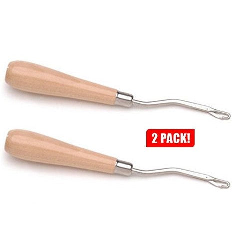 Set of 2 Latch Hook Tool Bent Wooden Handle 6.5 Inches