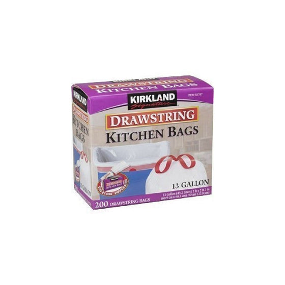 Kirkland Signature Drawstring Kitchen Trash Bags - 13 Gallon - 200 Count