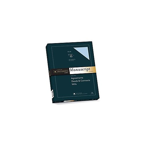 Southworth 25% Cotton Paper Blue Manuscript Covers, 9” x 12.5”, 30 lb. Cover Weight, Blue, 100 Sheets (41S)