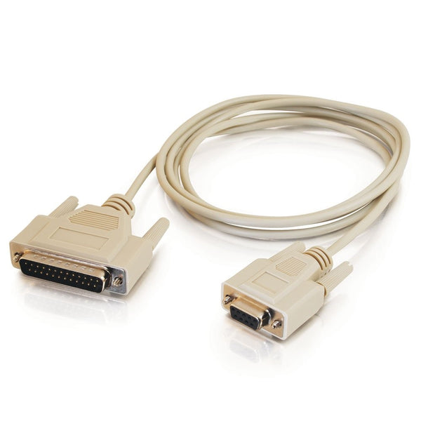 C2G/Cables to Go 03019 DB25 Male to DB9 Female Serial RS232 Null Modem Cable, Beige (6 Feet, 1.82 Meters)