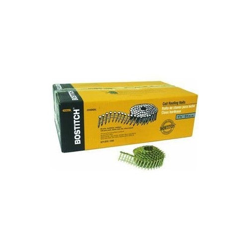 BOSTITCH CR3DGAL 1-1/4-Inch Smooth Shank 15 Inch Coil Roofing Nails, 7,200-Qty.