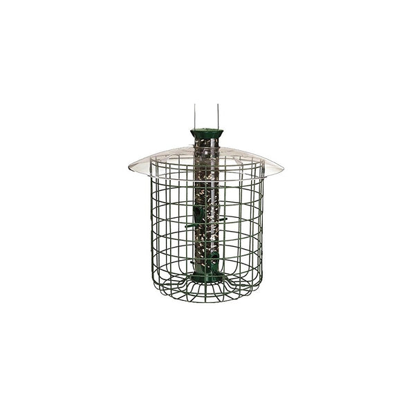 Droll Yankees Squirrel Proof Bird Feeder, Sunflower Domed Caged Bird Feeder SDC, 15 Inch, 1 Pound Seed Capacity, 4 Ports, Green