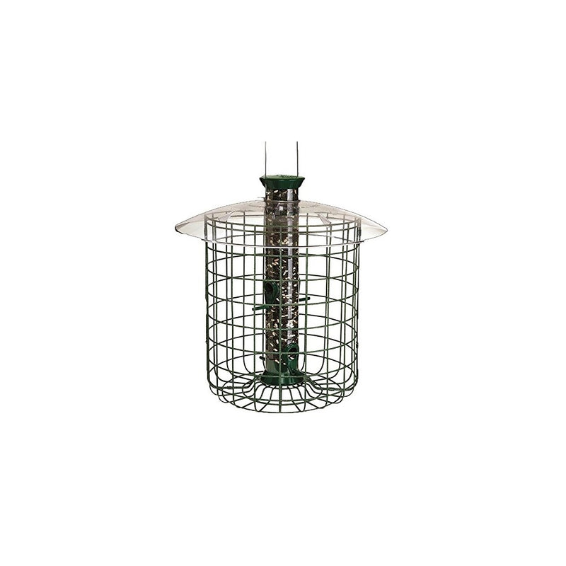 Droll Yankees Squirrel Proof Bird Feeder, Sunflower Domed Caged Bird Feeder SDC, 15 Inch, 1 Pound Seed Capacity, 4 Ports, Green