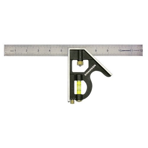 Swanson Tool TC132 12-Inch Combo Square (Cast Zinc Body, Stainless Steel Blade and Brass Bolt)