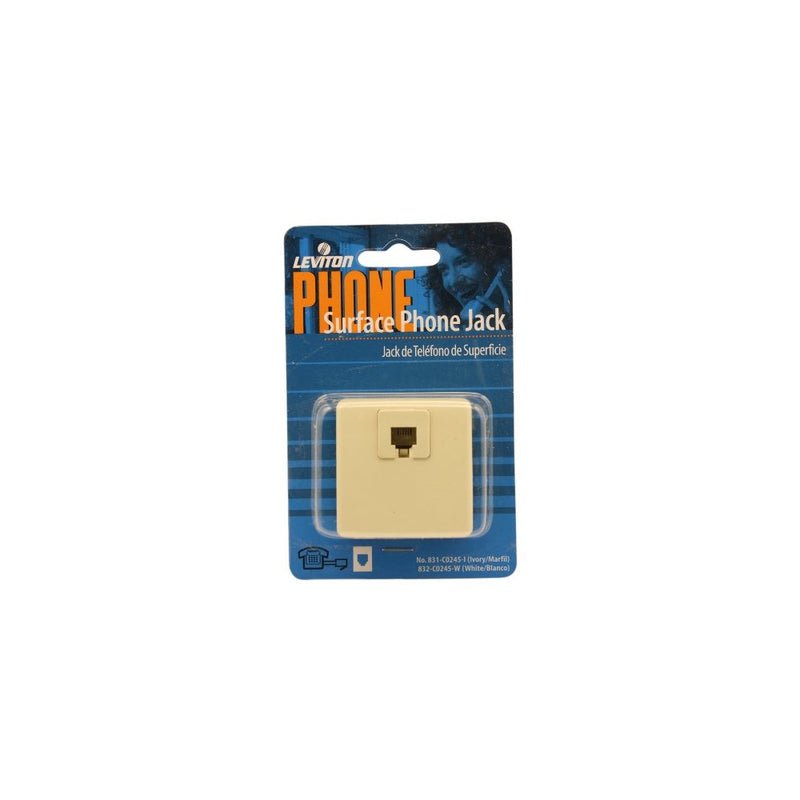 Leviton C0245-I Surface Mount Phone Jack and Terminal Block with Cover, Ivory