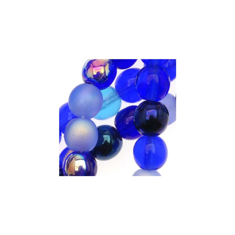 Czech Glass Druk Round 6mm Blue Tones Mix (50 Beads)