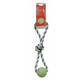 72393 Dogit Striped Cotton Loop Tug with 2 Tennis Balls, Multi, 18-Inch
