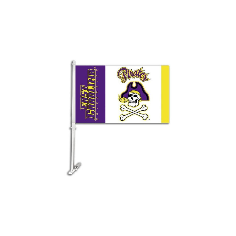 NCAA East Carolina Pirates Car Flag Skull and Bones with Free Wall Brackett