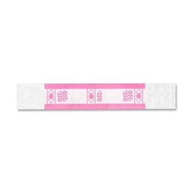 PM Company Securit $250.00 Denomination White Kraft Currency Bands with Quick Stick Adhesive, Cerise, 1000 Bands Per Pack (55029)