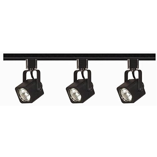 Nuvo Lighting TK346 3-Light Line Voltage 50-Watt MR16 GU10 Base, Square Head Track Light Kit, Black