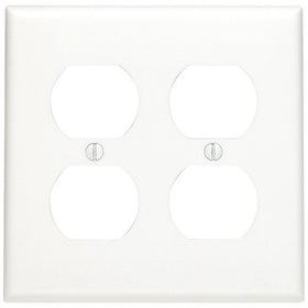 Leviton 80716-W 2-Gang, 2-Duplex, Standard Nylon Wallplate, Wallplate, White