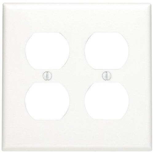 Leviton 80716-W 2-Gang, 2-Duplex, Standard Nylon Wallplate, Wallplate, White