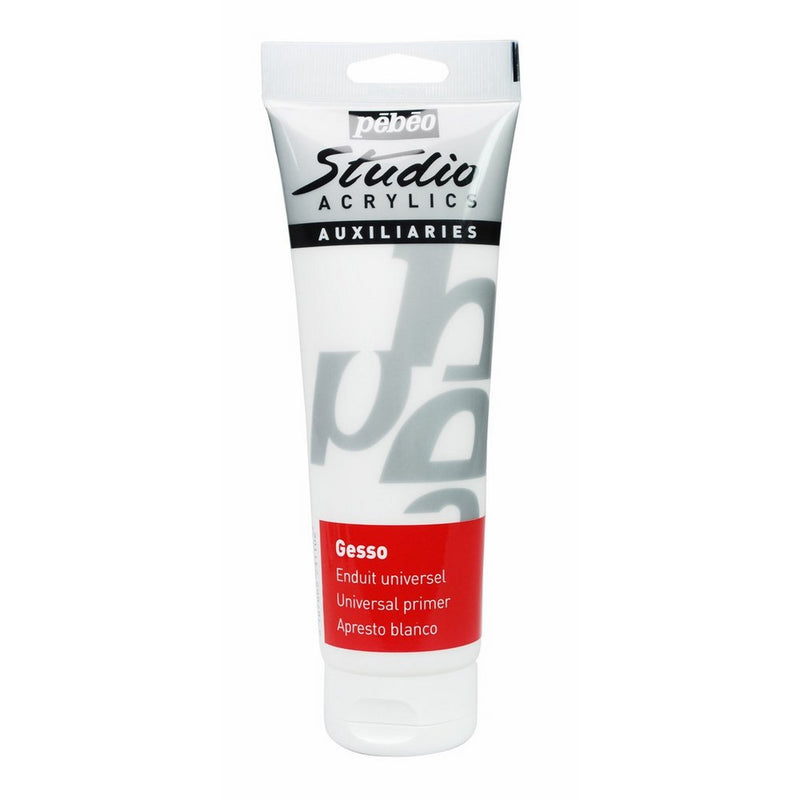 Pebeo Studio Acrylics Auxiliaries, Gesso Universal Primer, 250 ml - White