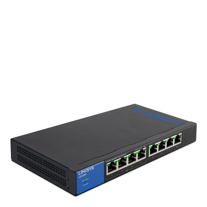 Linksys Business LGS108P 8-Port Desktop Gigabit PoE Unmanaged Switch I Metal Enclosure