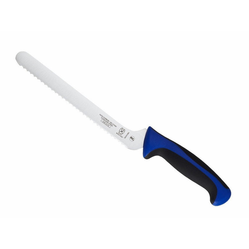 Mercer Culinary Millennia 8-Inch Offset Wavy Edge Bread/Sandwich Knife, Blue