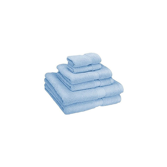 Superior 900 GSM Luxury Bathroom 6-Piece Towel Set, Made of 100% Premium Long-Staple Combed Cotton, 2 Hotel & Spa Quality Washcloths, 2 Hand Towels, and 2 Bath Towels - Light Blue