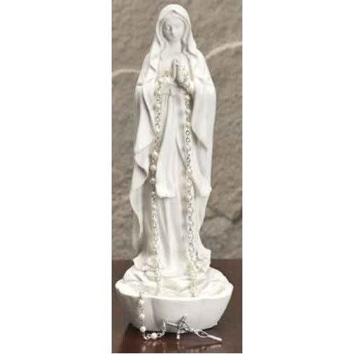 8" White Madonna Rosary Holder