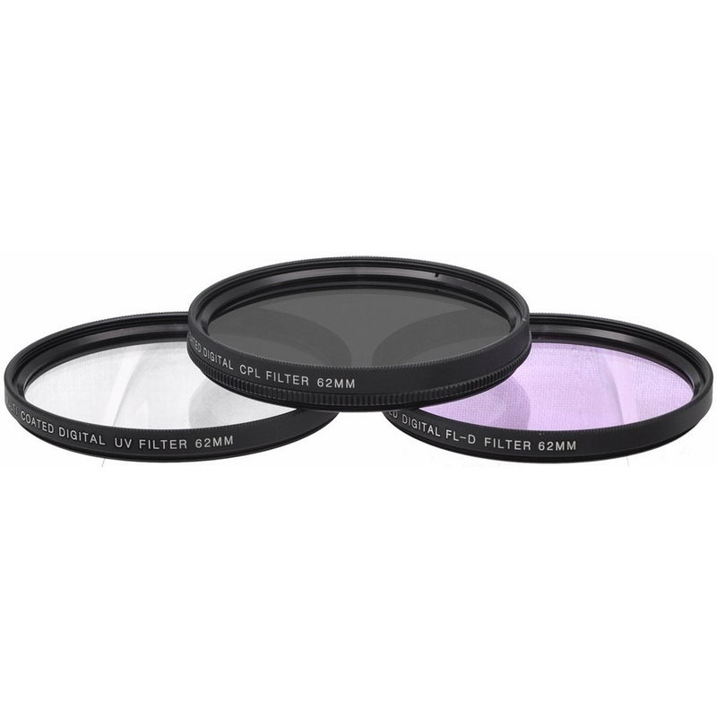 Xit XT62FLK 62mm 3-Piece Multicoated HD Digital Lens Filter Set