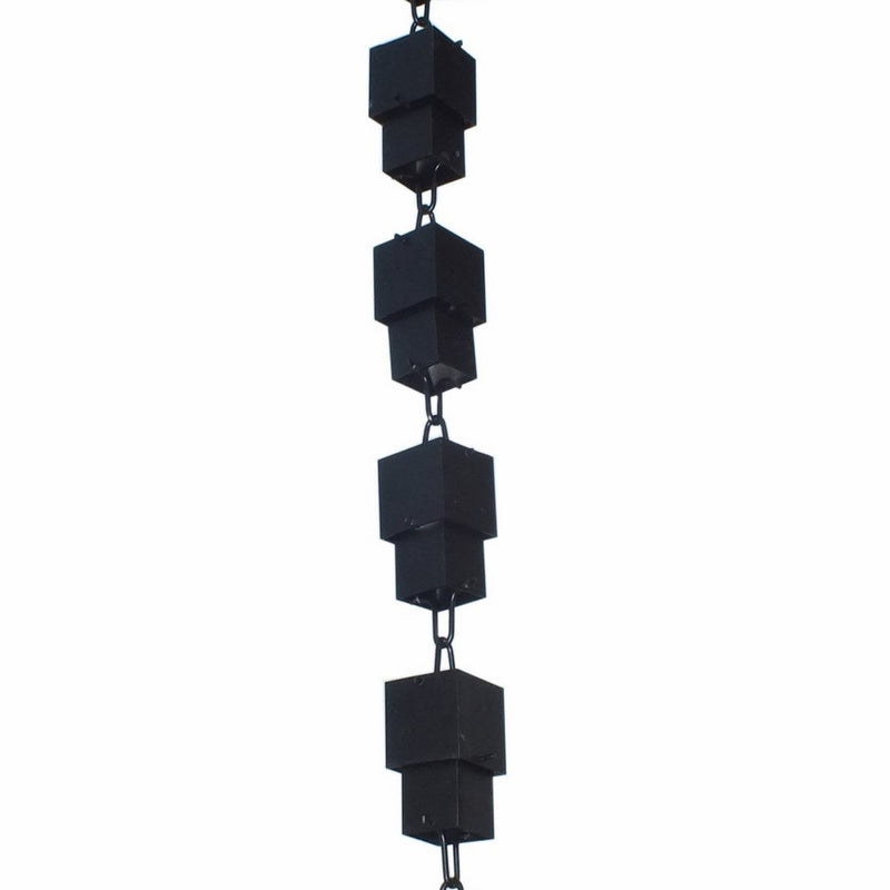 Monarch Aluminum Square Cups Rain Chain, 8-1/2 Feet Length (Black Powder Coated)