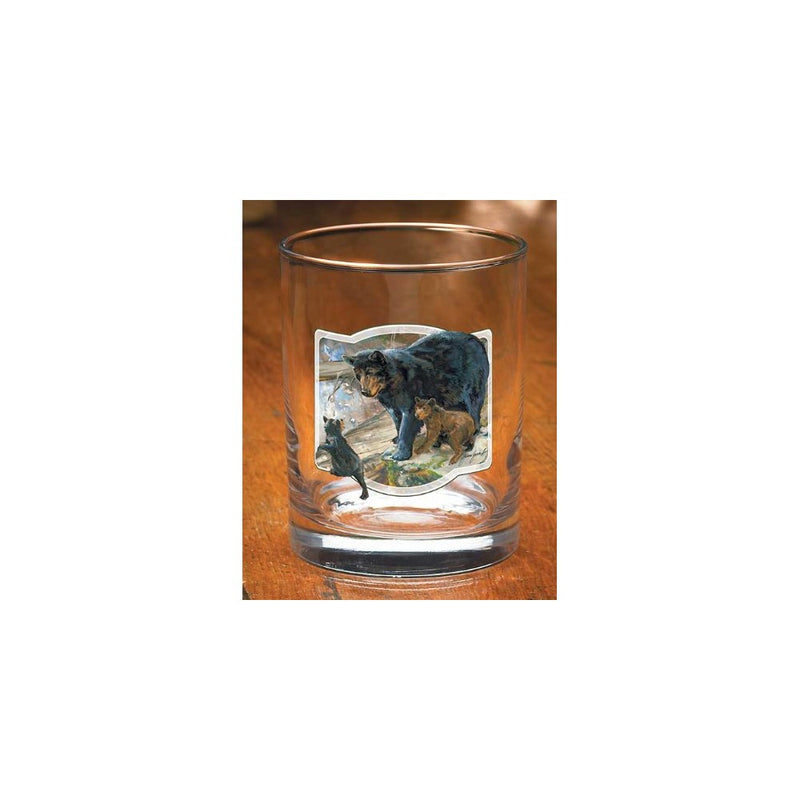 Black Bear Smooth Double Old Fashioned Set of 4 by Janene Grende