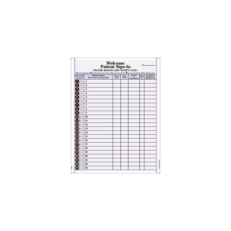 8-1/2" x 11" Patients Sign In, Side Stubs, 2 pt. Carbonless Form (Lot of 250)